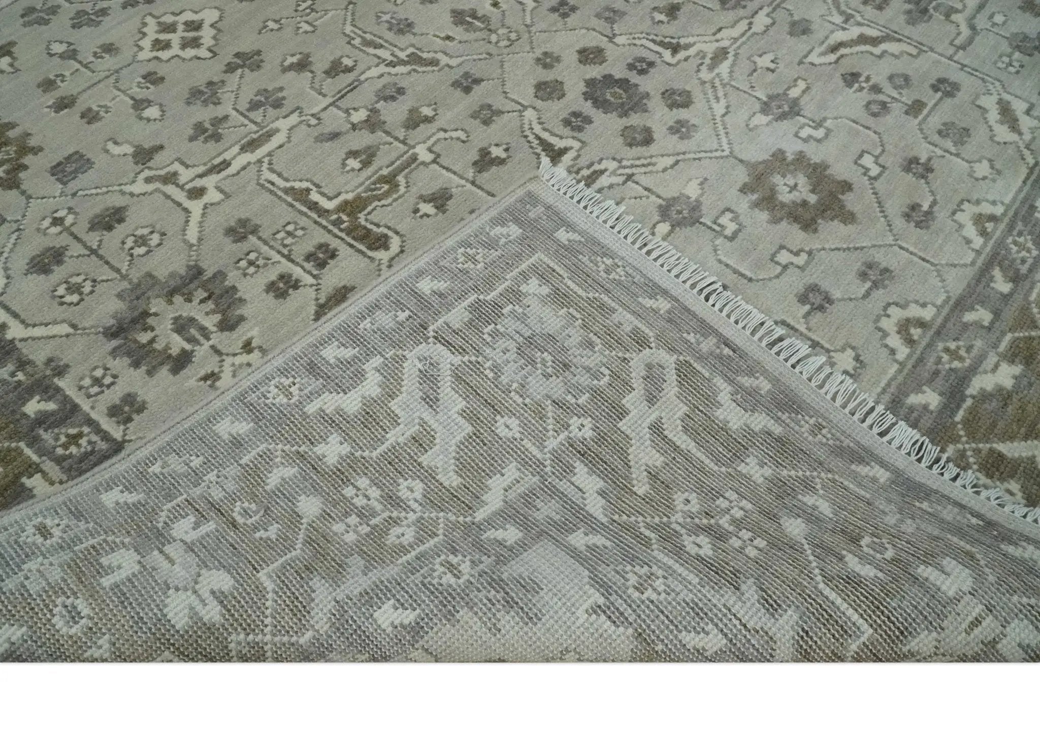 Antique Style Traditional Silver and Olive Oriental Oushak 8x10 wool Area Rug by The Rug Decor