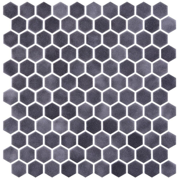 Antracite Honed Hexagon Glass Mosaics 11 3/4x11 1/2