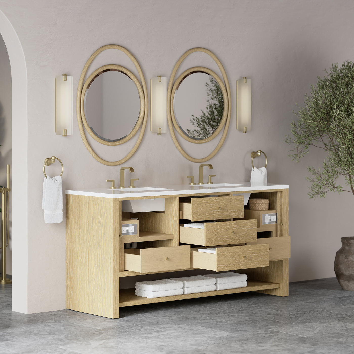 James Martin Marigot 72" Double Bathroom Vanity, Sunwashed Oak, view 36