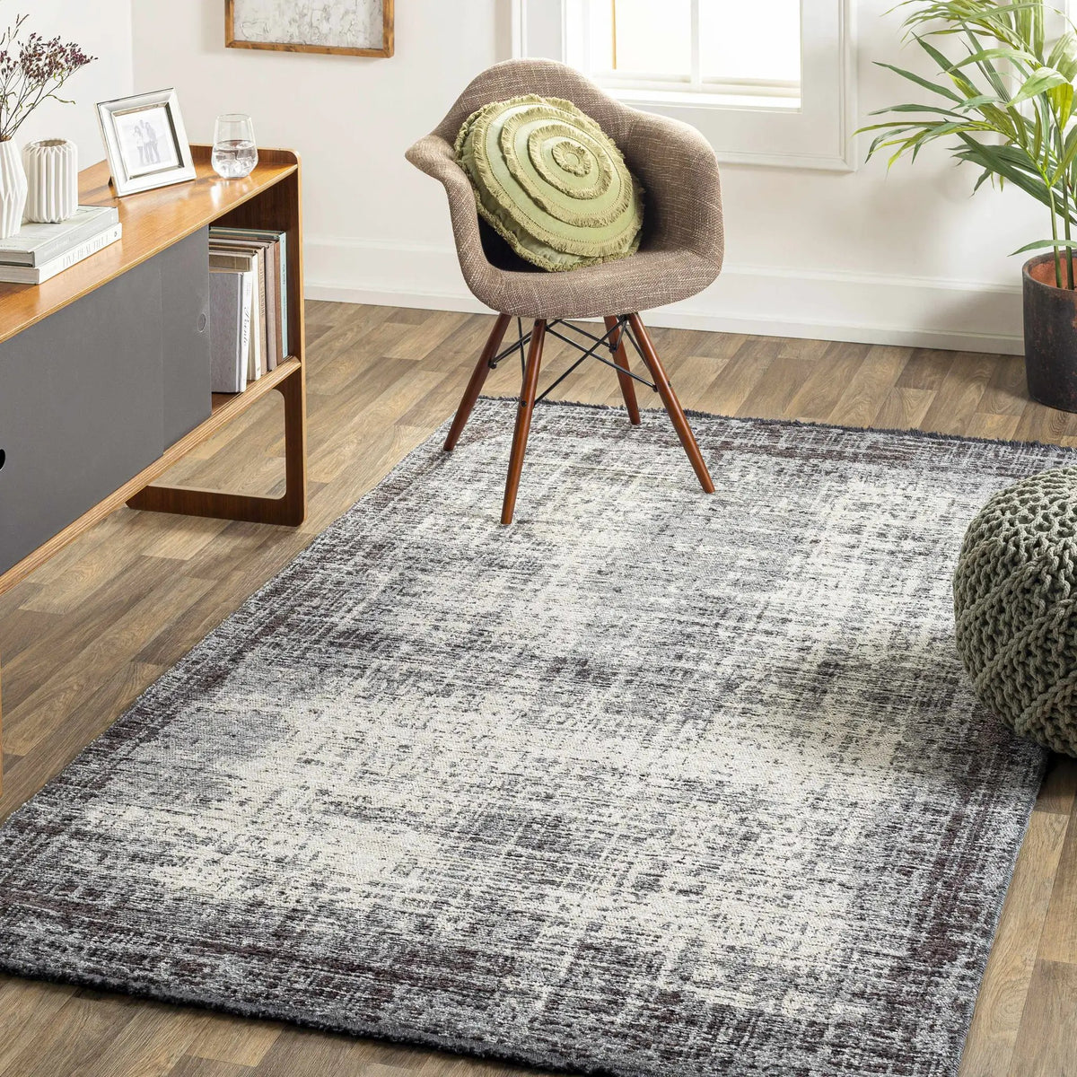 Binh Gray Area Rug - Clearance, installed in a room