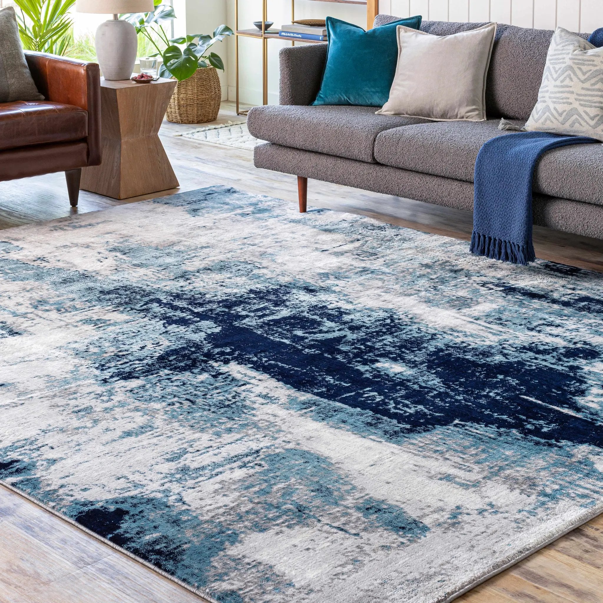 Apas Abstract Blue Area Rug by Boutique Rugs