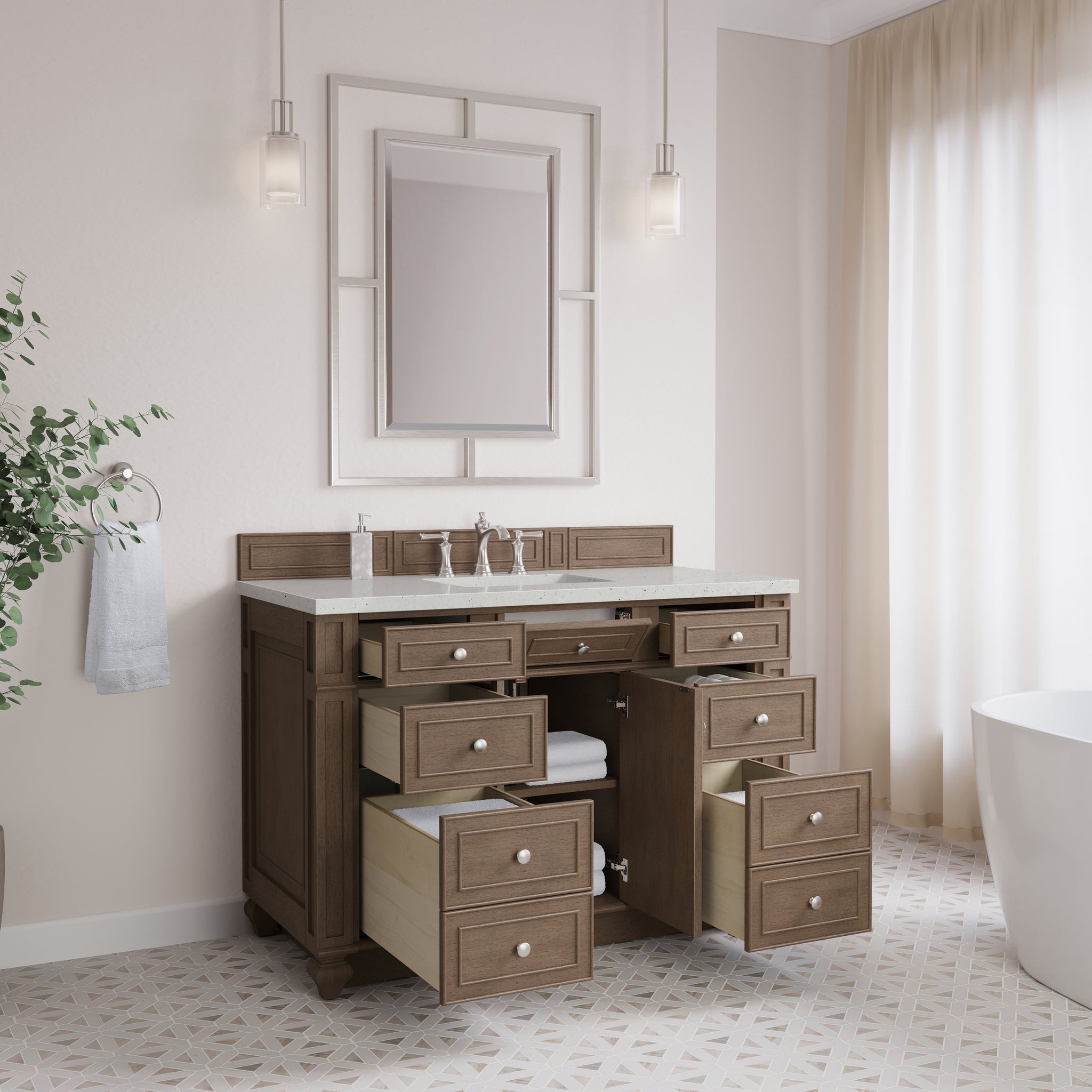 James Martin Bristol 48" Single Bathroom Vanity, Whitewashed Walnut, view 28