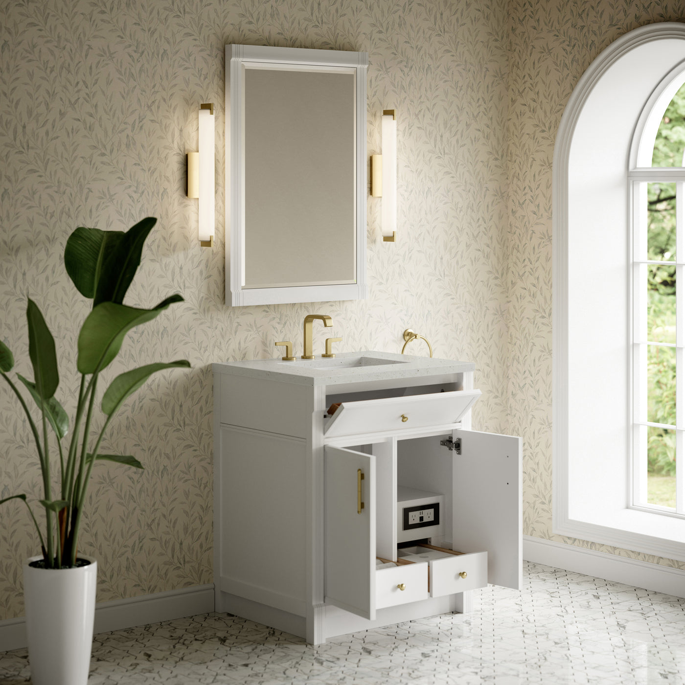 James Martin Bellshire 30" Single Bathroom Vanity, Bright White, view 25