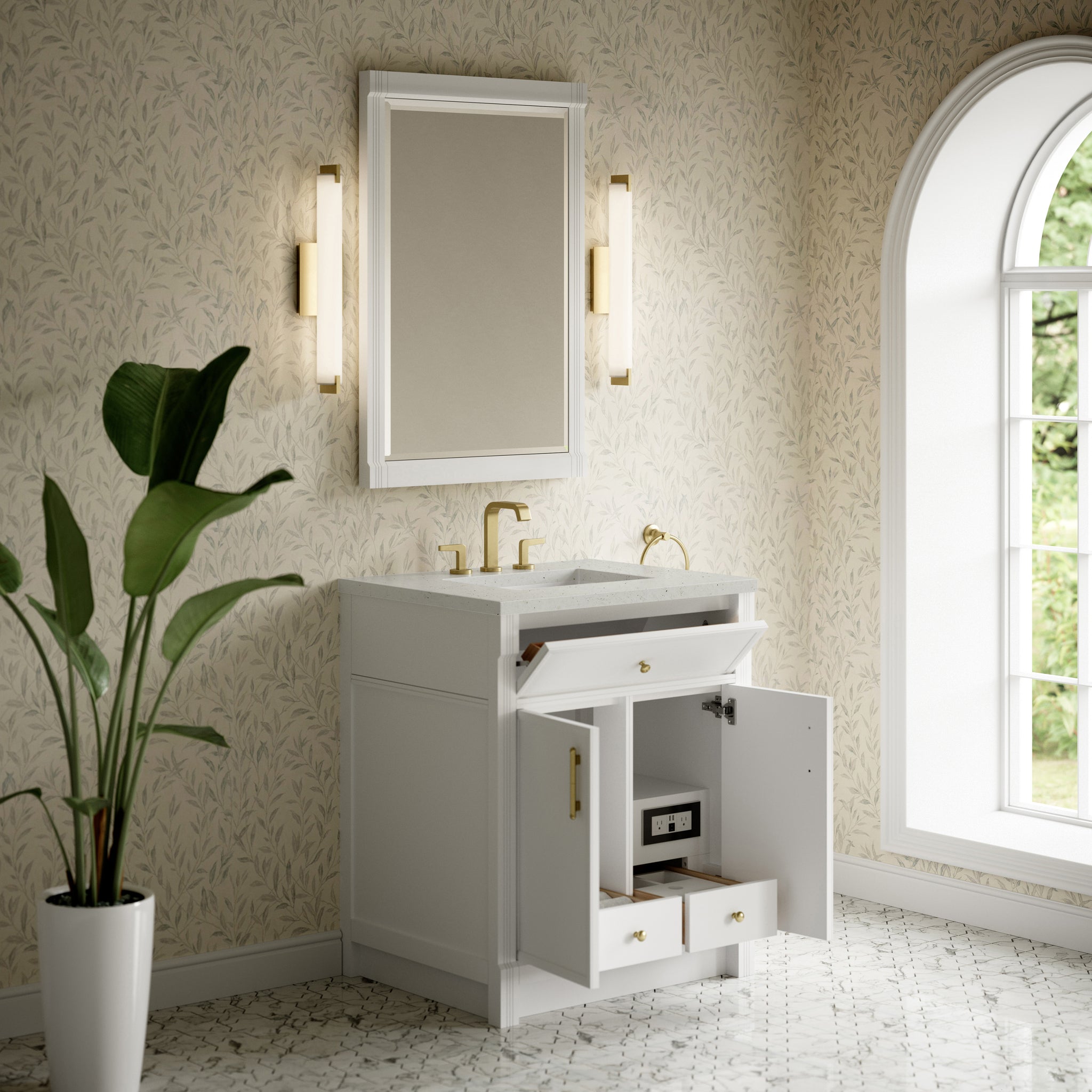 James Martin Bellshire 30" Single Bathroom Vanity, Bright White, view 25