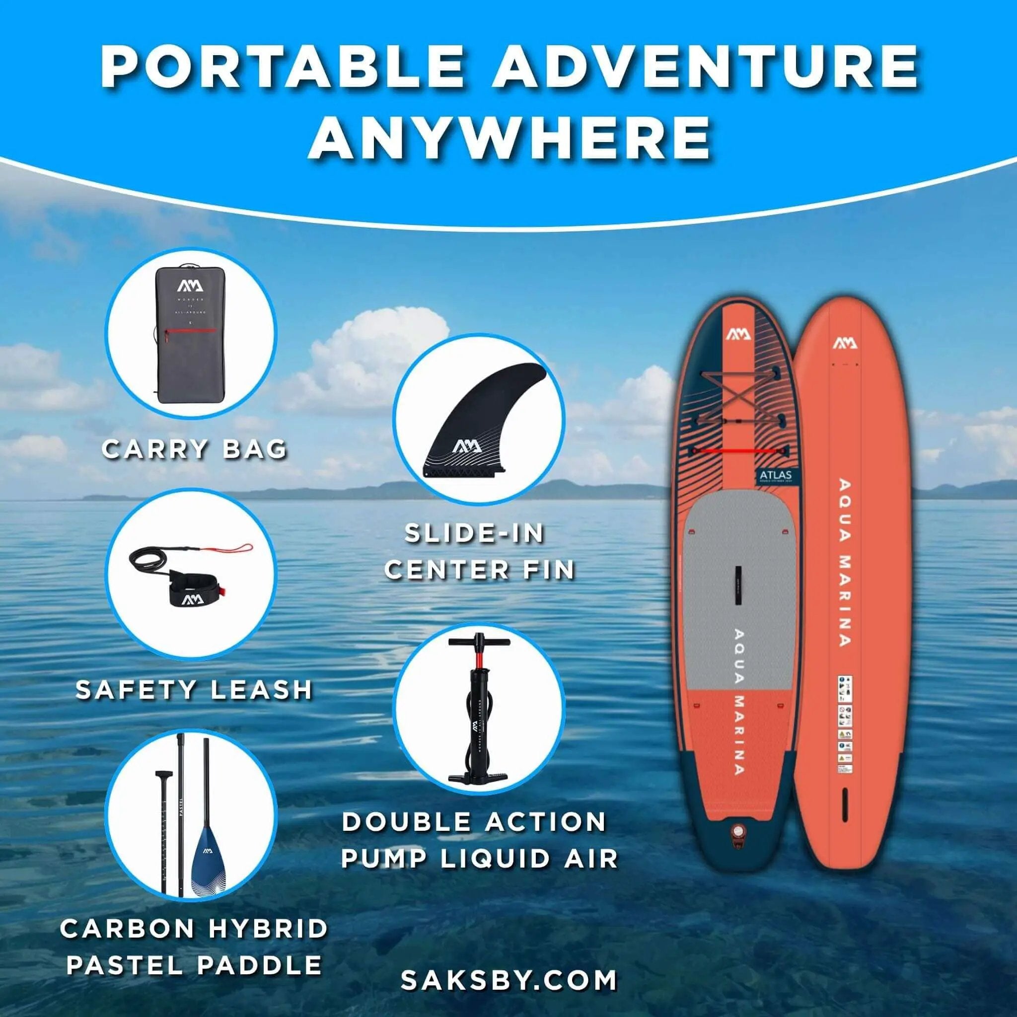 Aqua Marina Atlas 12FT All-Around Inflatable Paddleboard [BT-21ATP] (SAK57569) by SAKSBY WHOLESALE