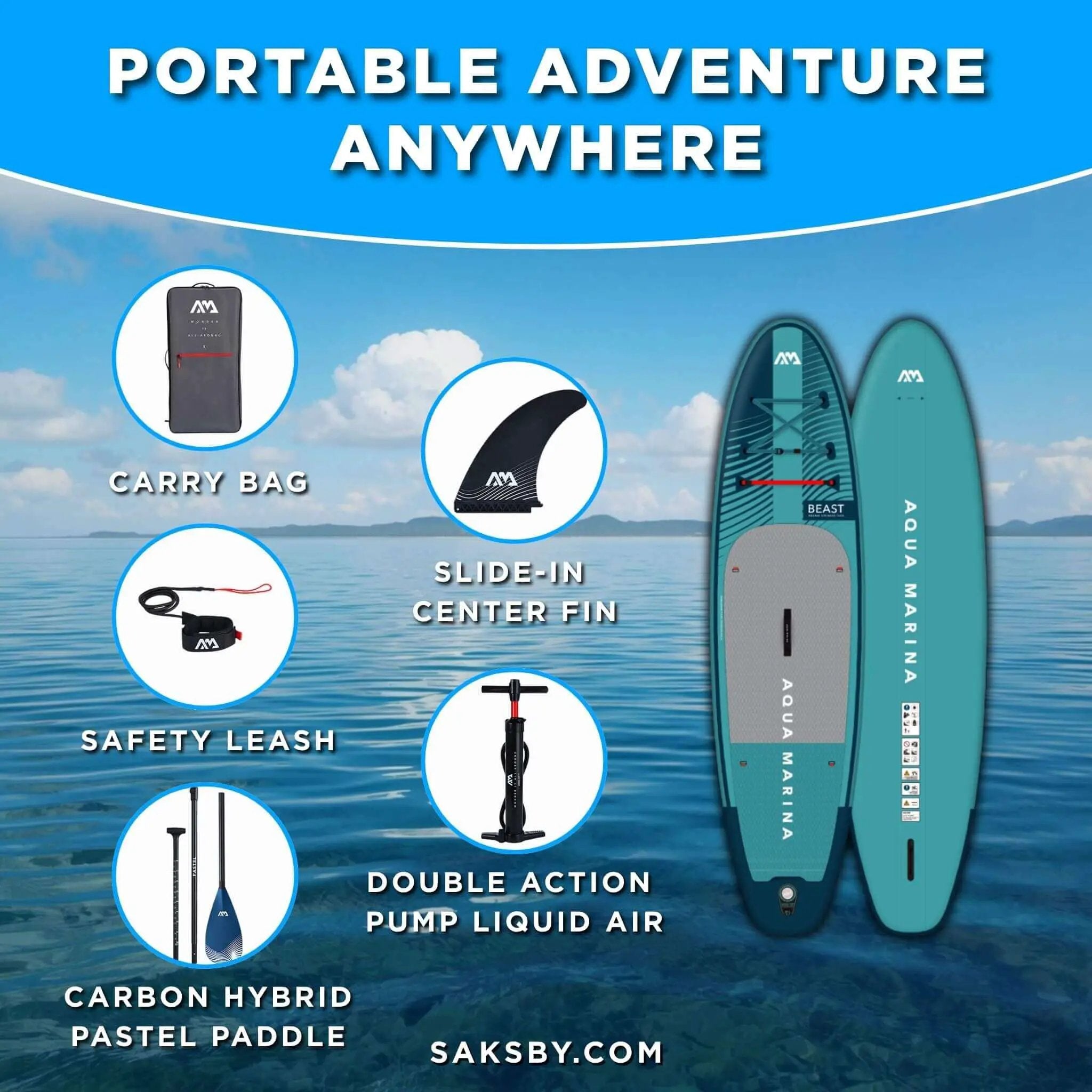 Aqua Marina Beast 10FT Advanced All-Around Inflatable SUP With Carbon Hybrid Paddle [BT-23BEP] (SAK89512) by SAKSBY WHOLESALE