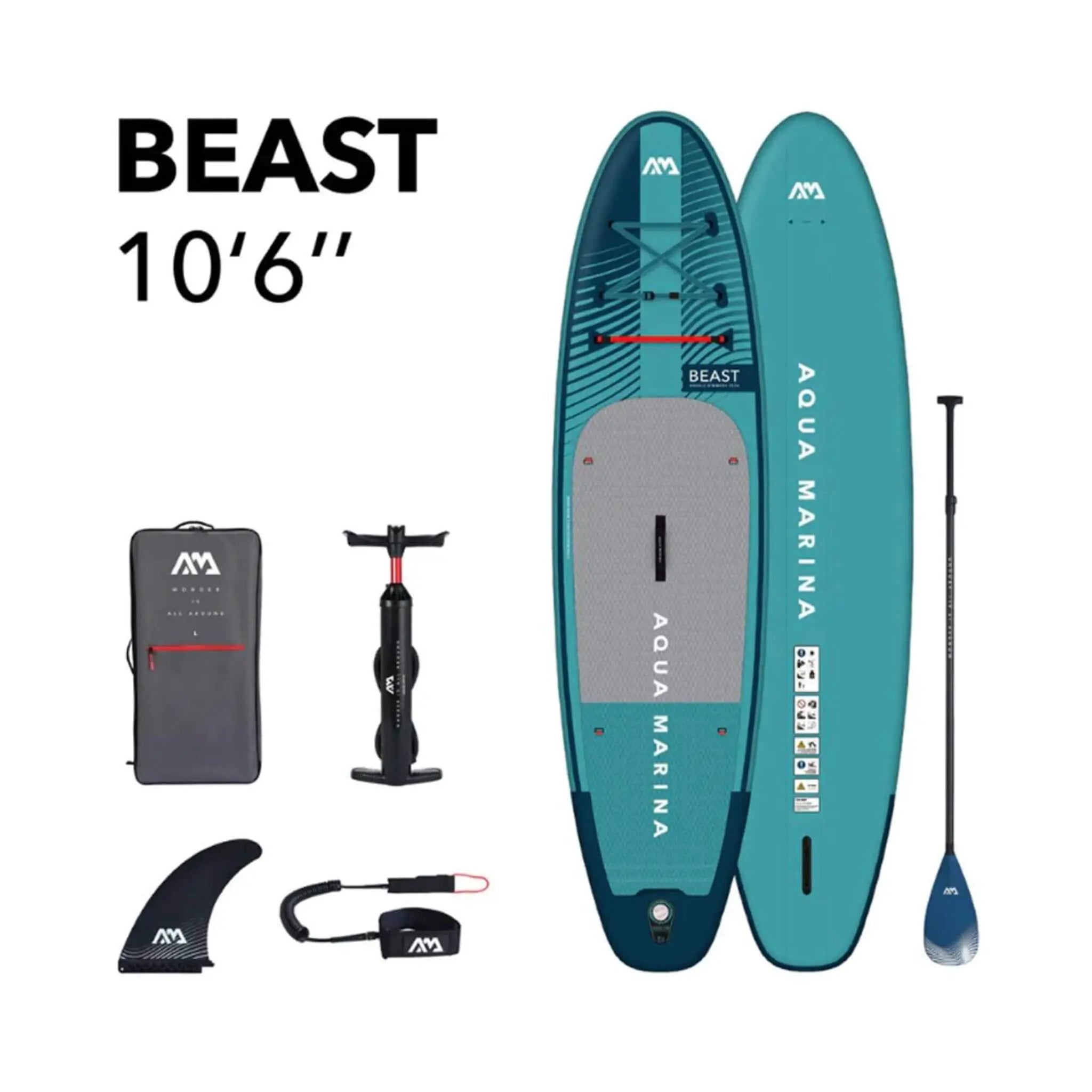 Aqua Marina Beast 10FT Advanced All-Around Inflatable SUP With Carbon Hybrid Paddle [BT-23BEP] (SAK89512) by SAKSBY WHOLESALE