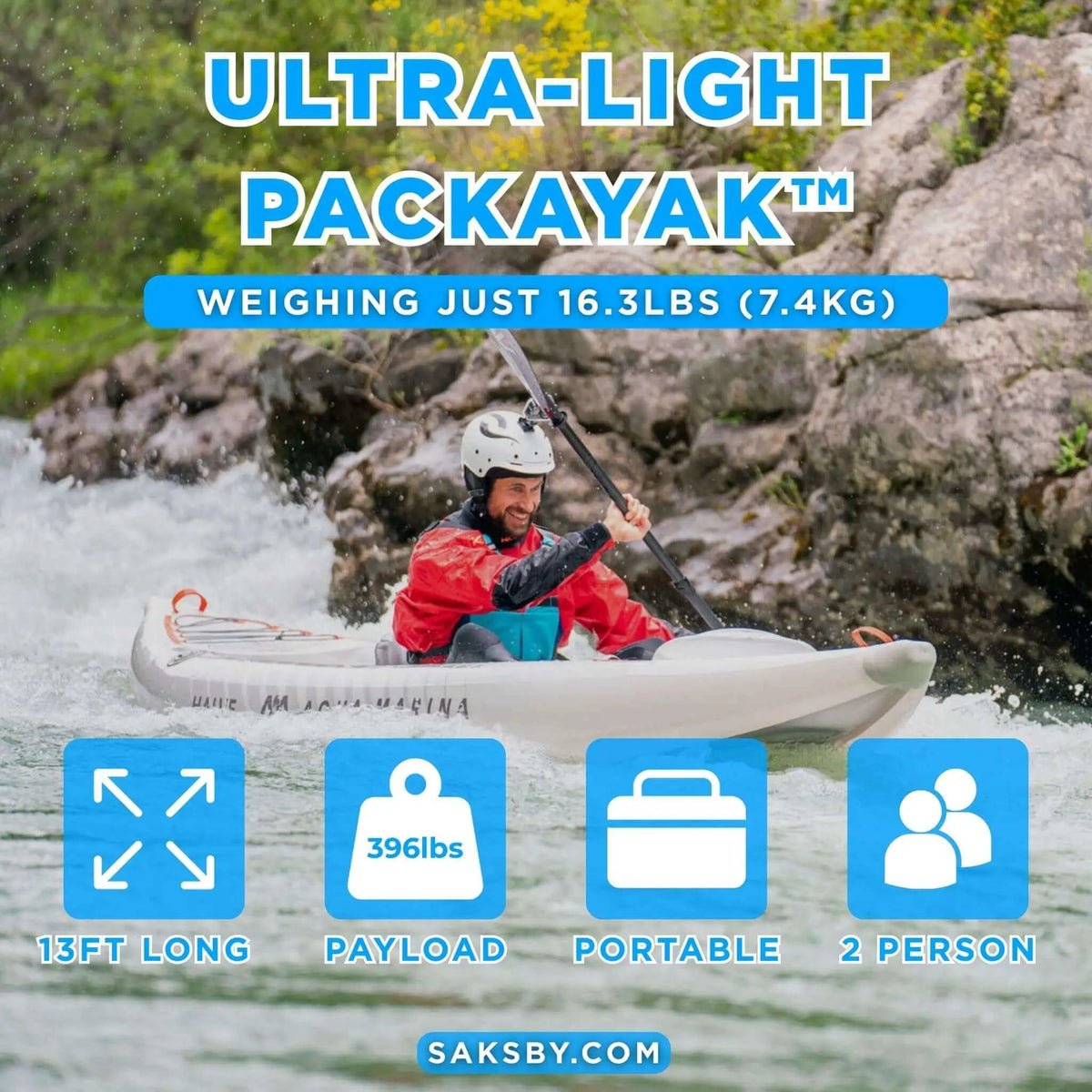 Aqua Marina Halve Ultra-Light Packayak™ 2-Person Kayak With DWF Deck [Paddle Excluded] [HA-398] (SAK41876) by SAKSBY WHOLESALE