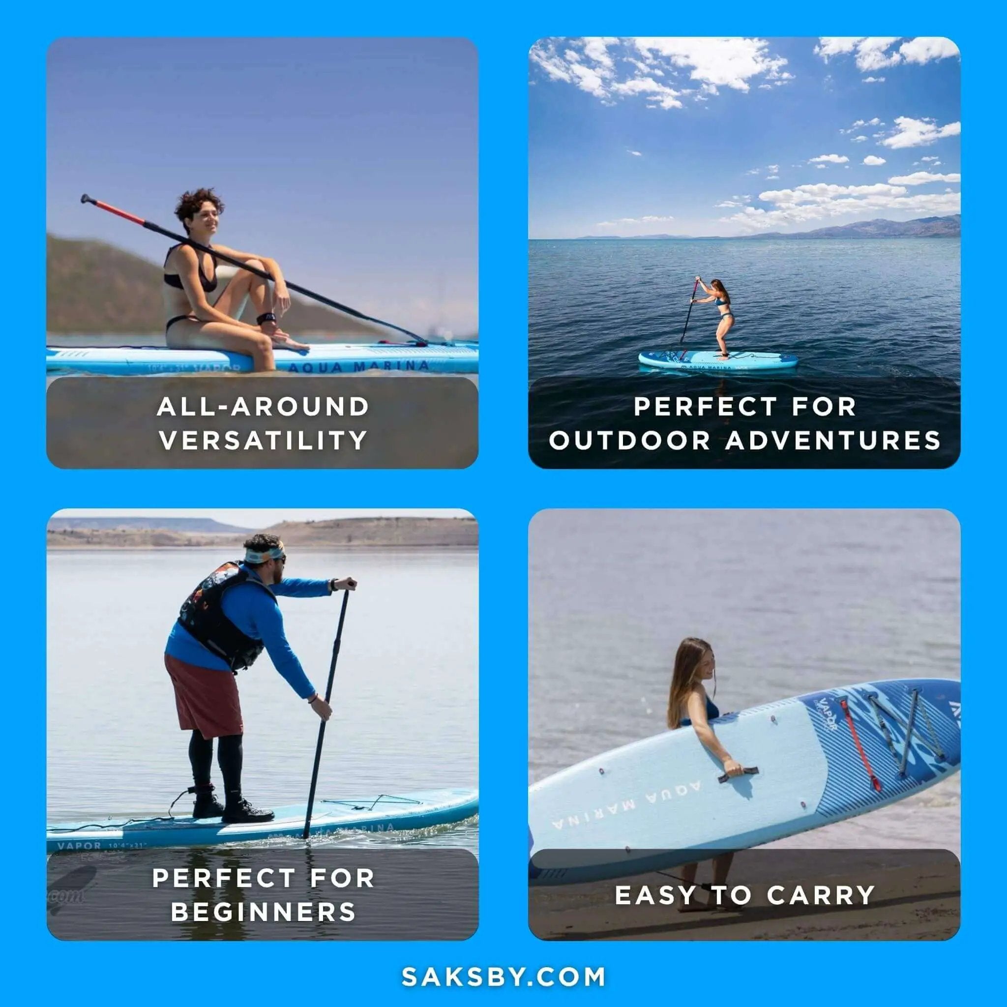 Aqua Marina Vapor 10FT All-Around SUP W/ Sand Ripple Grooved EVA Footpad [BT-23VAP] (SAK60532) by SAKSBY WHOLESALE