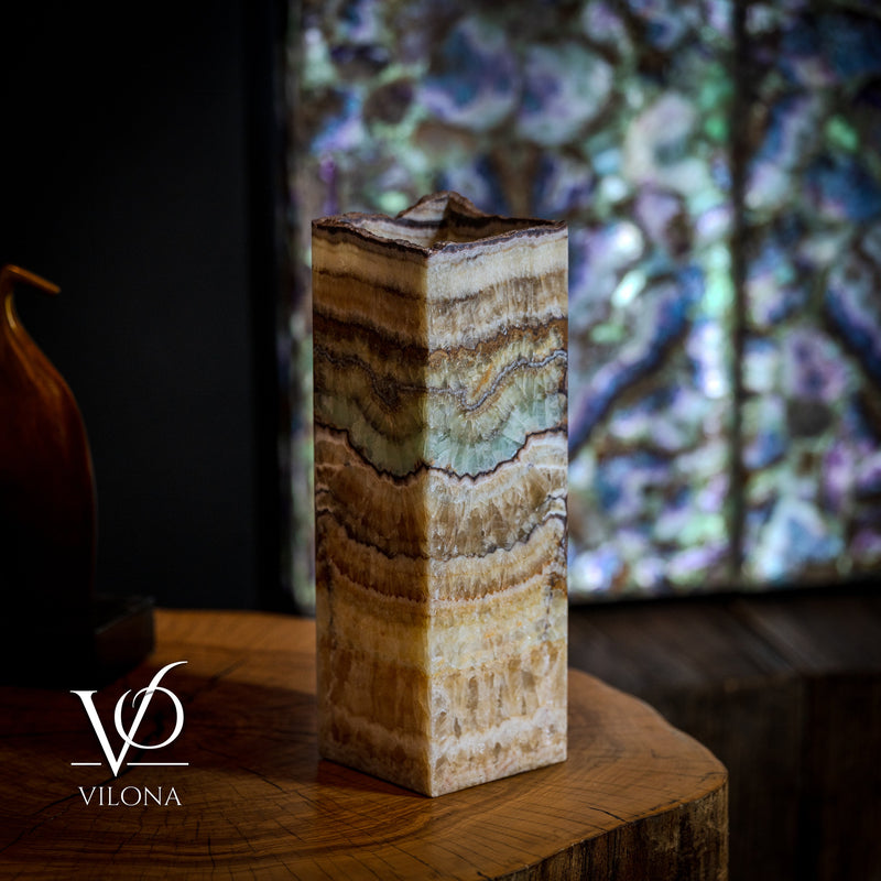 Aqua Onyx Table Lamp - Small - (18" Tall, 6x6" Live Edge Square #6), photo 2 of 5