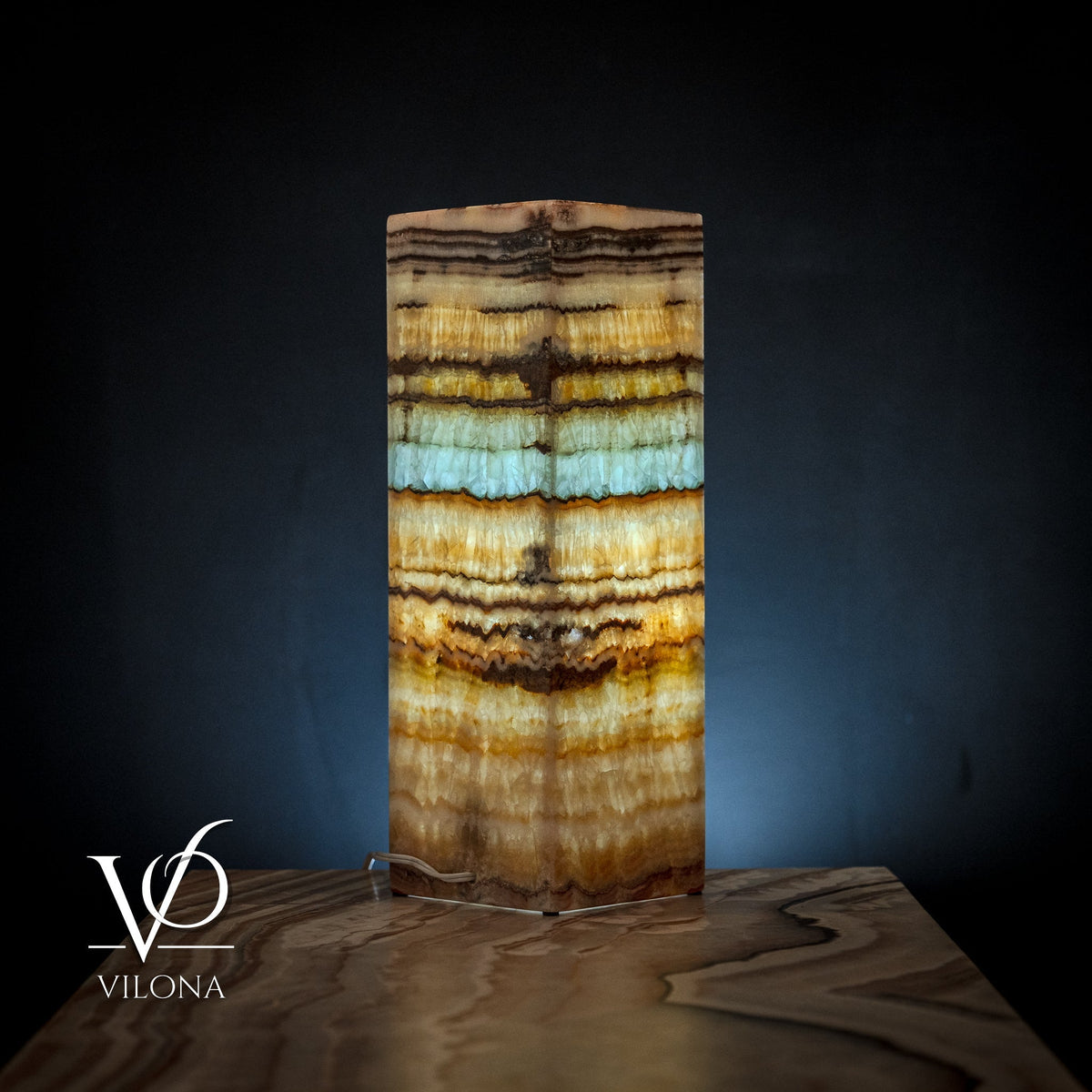 Aqua Onyx Square Table Lamp (Small #63), photo 3 of 5