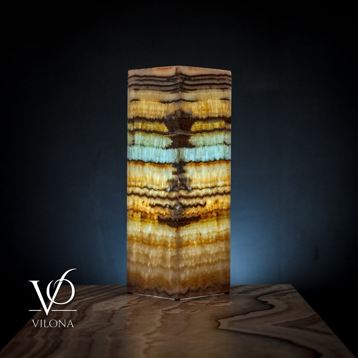 Aqua Onyx Square Table Lamp (Small #63), photo 4 of 5