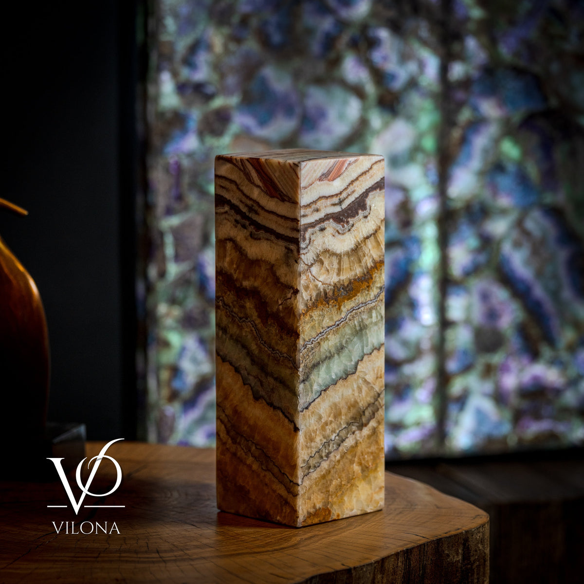 Aqua Onyx Table Lamp - Small - (18" Tall, 6x6" Closed Top Square #68), photo 2 of 5