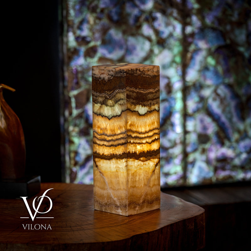 Aqua Onyx Table Lamp - Small - (18" Tall, 6x6" Closed Top Square #69), photo 3 of 5