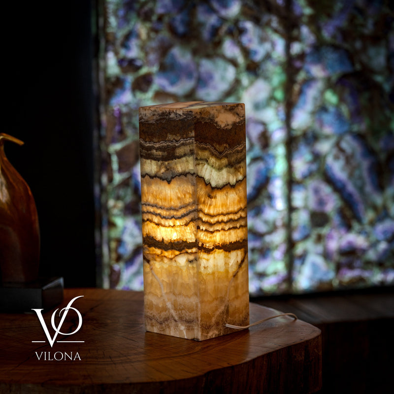 Aqua Onyx Table Lamp - Small - (18" Tall, 6x6" Closed Top Square #69), photo 5 of 5