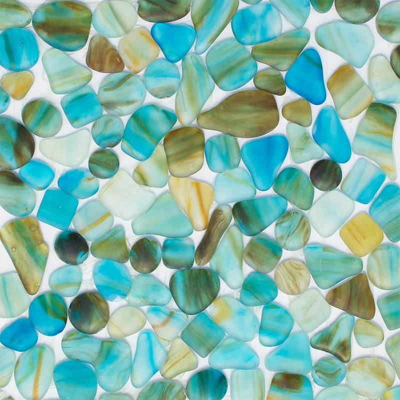 Aquamarine Matte Beach Glass Mosaics 12x12 Glass Matte 12x12 Mosaics