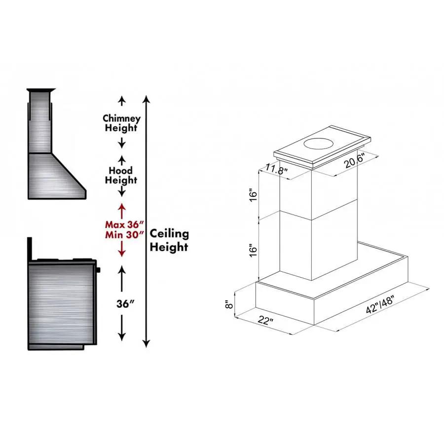 ZLINE 48" Remote Blower Wooden Wall Range Hood, 681W-RD-48 by Farmhouse Kitchen and Bath