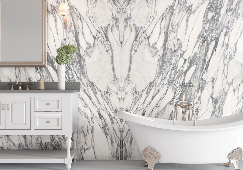 Arabescato Corchia Honed Marble Slab Random room scene