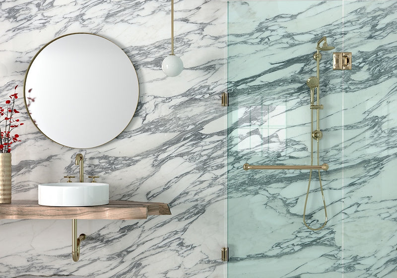 Arabescato Corchia Honed Marble Slab Random room scene 3