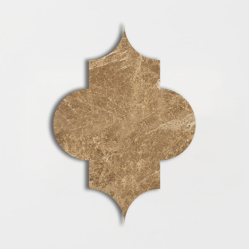 Emperador Light Polished Arabesque Waterjet Marble Waterjet Mosaics 8x11 Marble Polished 8x16 Waterjet Mosaics