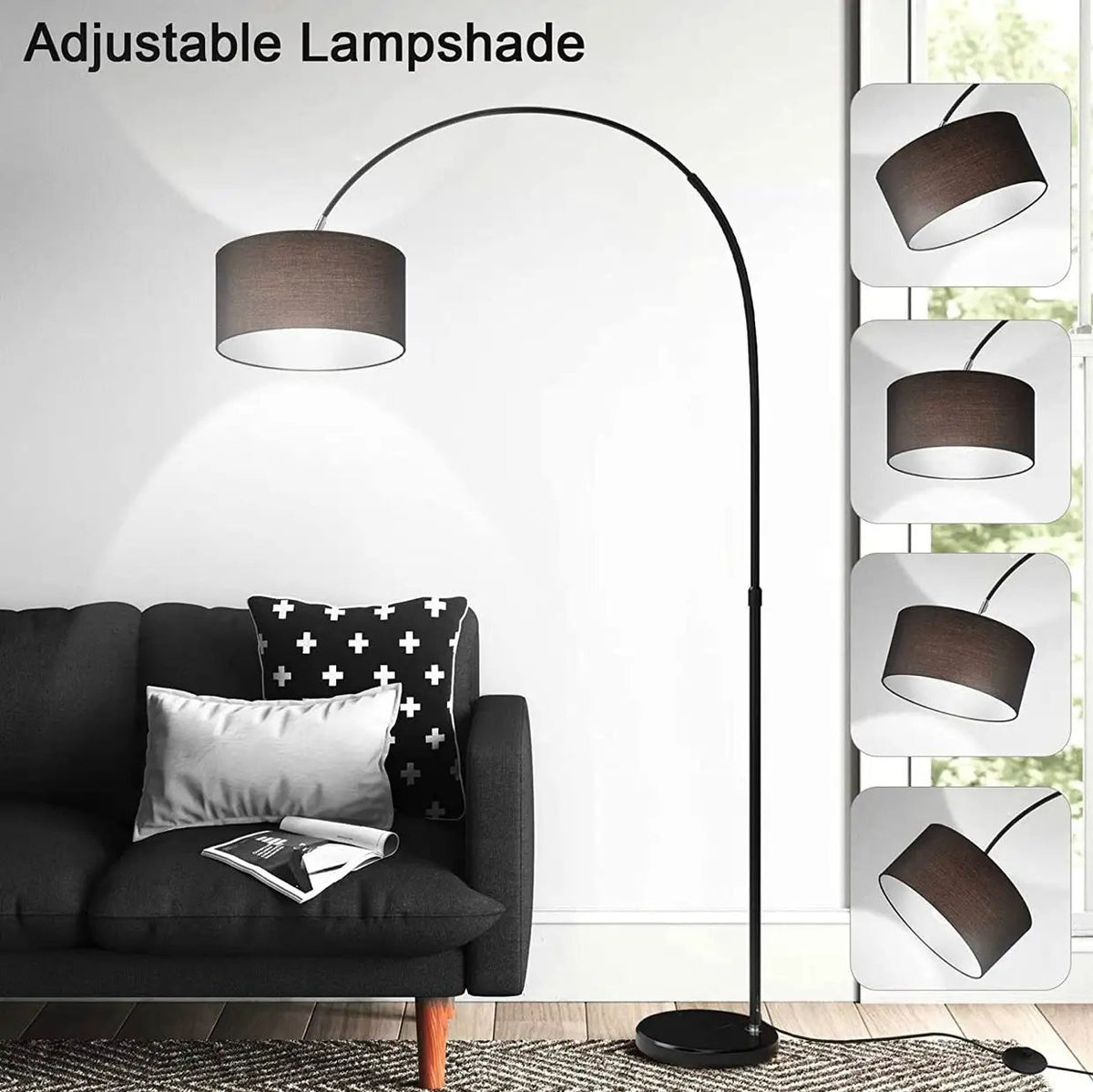 Arc Floor Lamp Modern Standing Lamp for Living Room Dimmable 74” Tall by Outdoor Solar Outlet