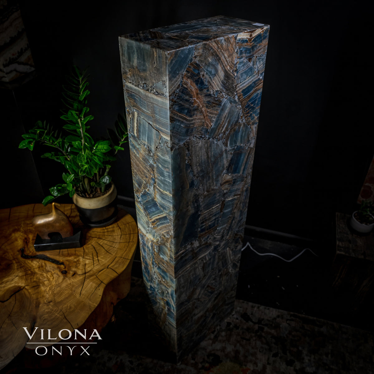 Argentina Blue Onyx Floor Lamp - Medium - 55"H - 16"W x 8"W - Rectangle - #1, photo 8 of 8
