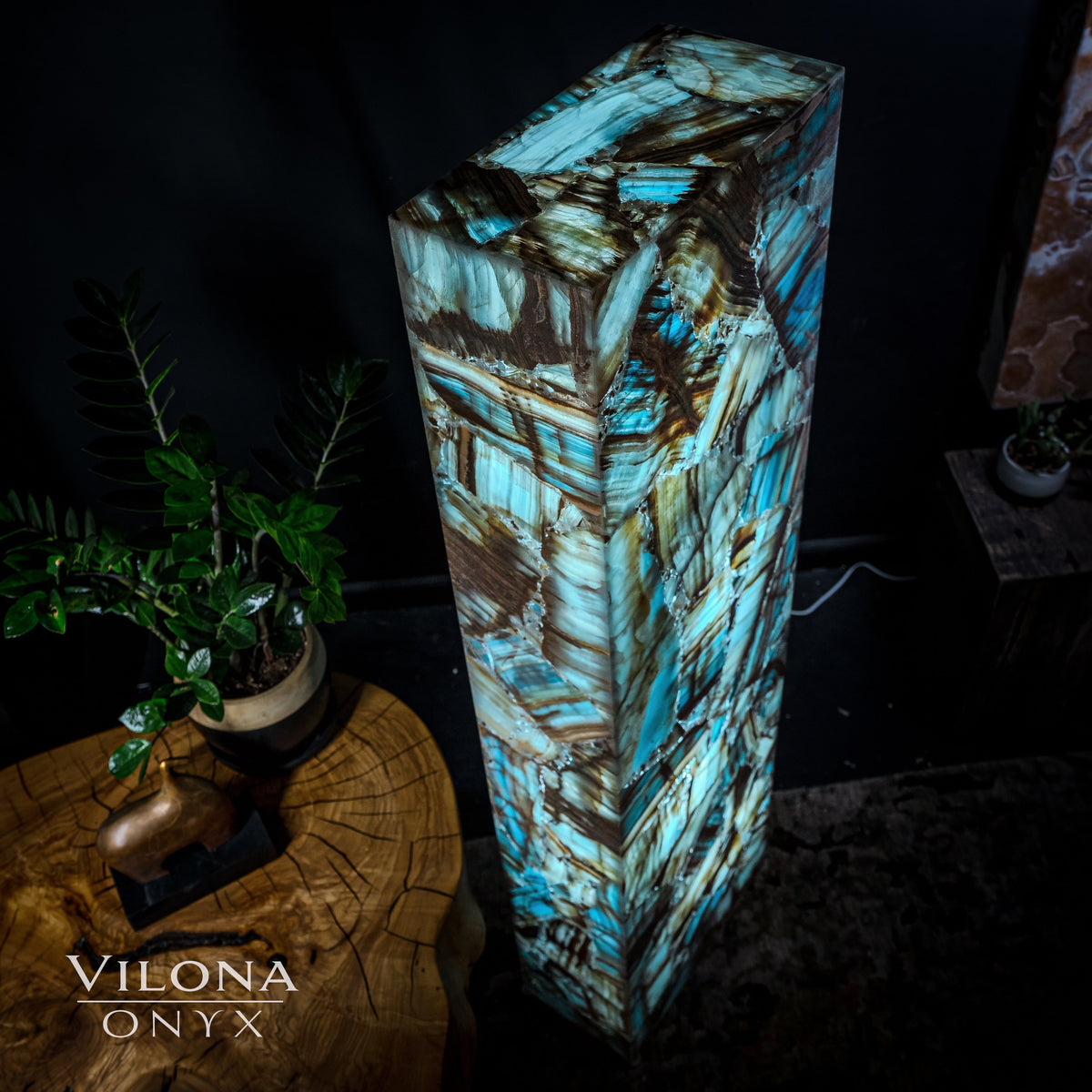 Argentina Blue Onyx Floor Lamp - Medium - 55"H - 16"W x 8"W - Rectangle - #1, photo 6 of 8