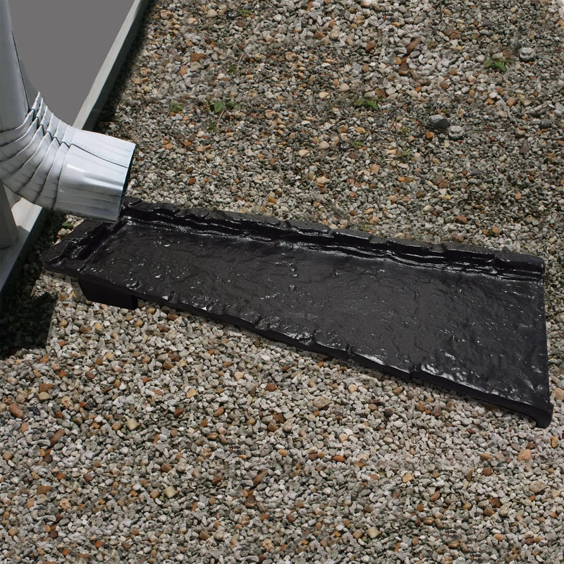 Black Stone Rock 24-in Cast Aluminum Downspout Gutter Splash Block by Sharicks