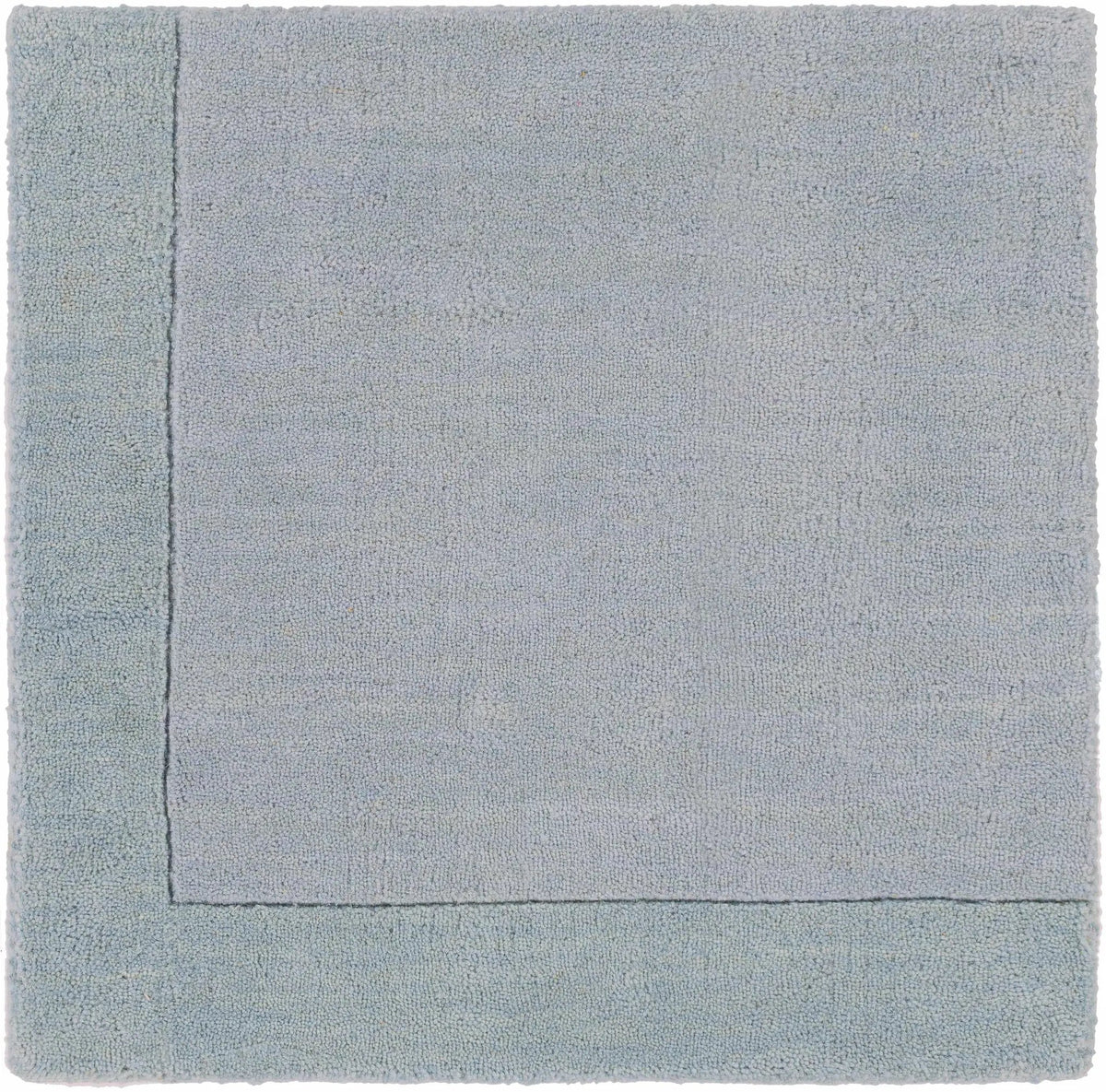 Arkabutla Solid Blue Bordered Wool Rug, photo 3 of 16