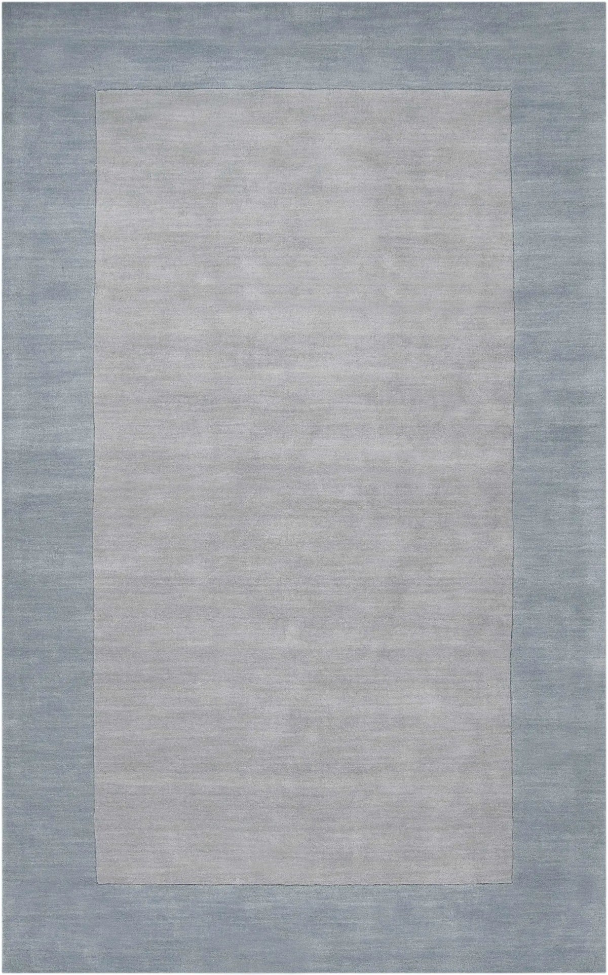 Arkabutla Solid Blue Bordered Wool Rug