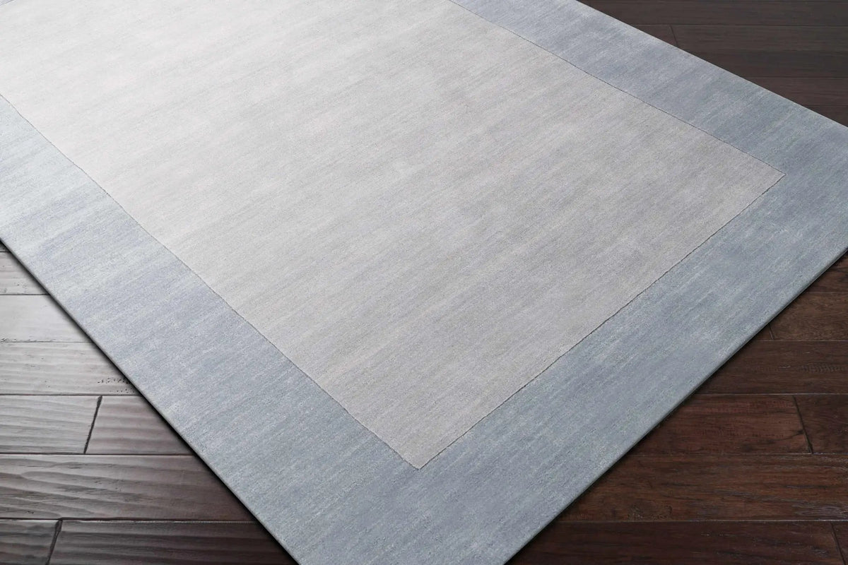 Arkabutla Solid Blue Bordered Wool Rug, photo 14 of 16