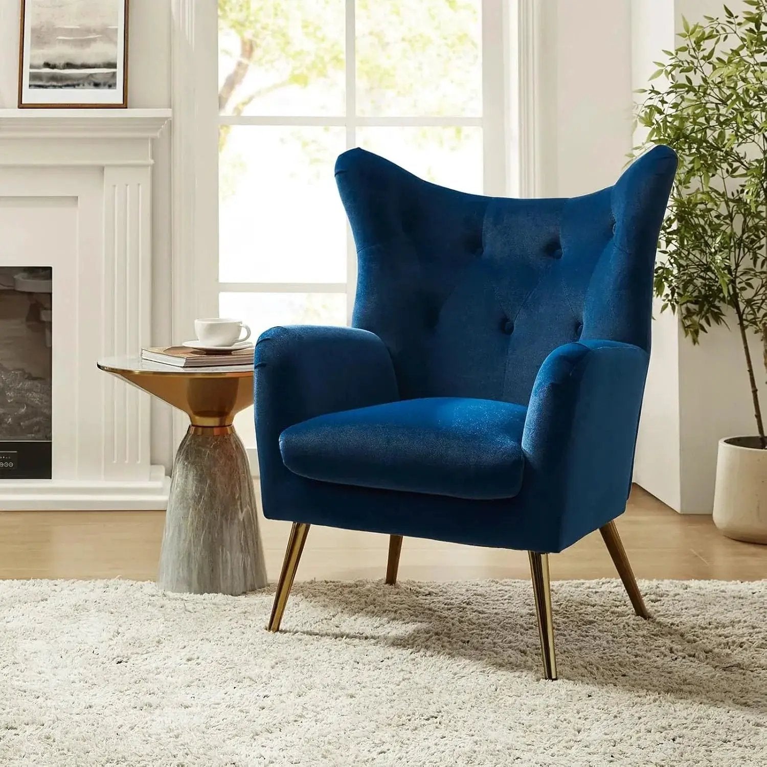 Arm Chair - Luxurious Velvet Blue by House Of Avana