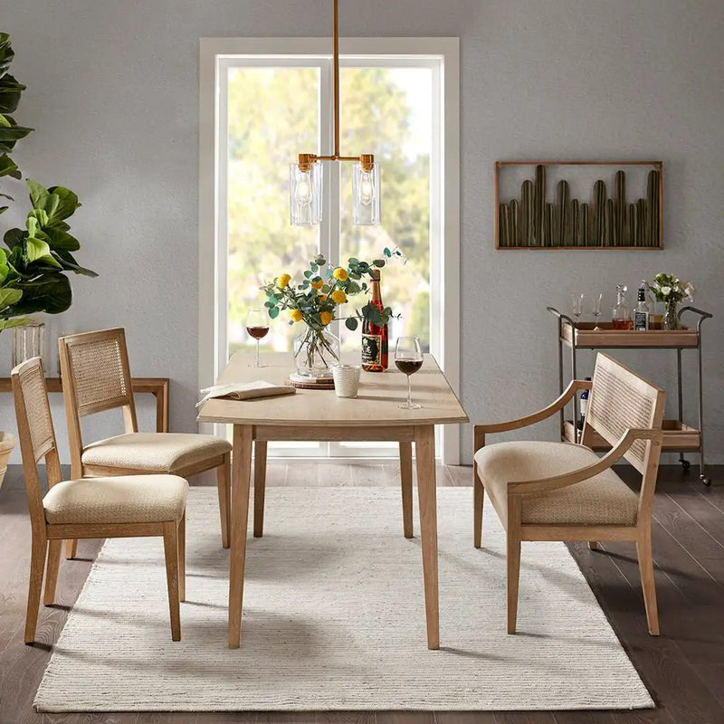 Armless Dining Chair with Cane Back and Tapered Wood Legs - Set of 2 by HouseOfZazla