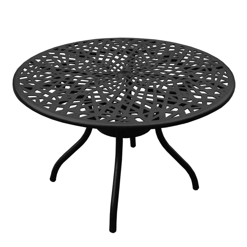 Outdoor Aluminum 5pc Round Black Patio Dining Set with Four Chairs by Sharicks