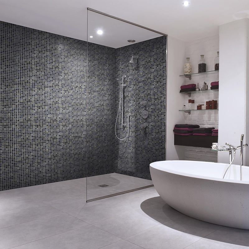 Arrecife Iridis Gray Luster 1x1 Glass Mosaics 12x18 Glass Luster 12x18 Mosaics — 2