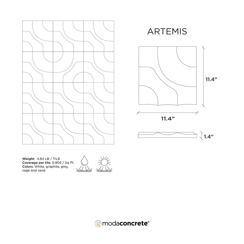 ARTEMIS Concrete Wall Tile by ModaConcrete - Direct source for architectural and precast concrete