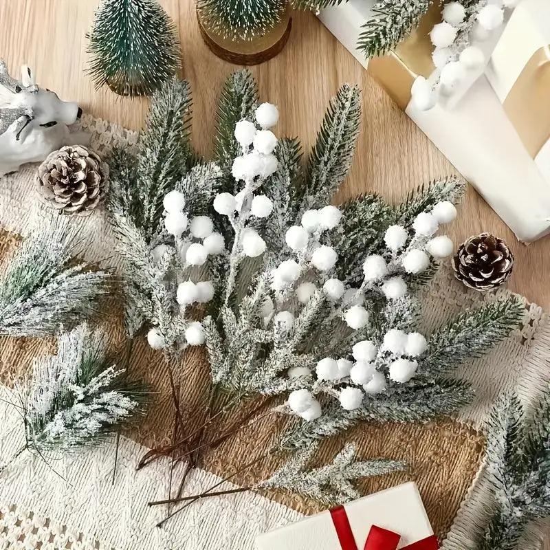 Artificial Berries and Cedar Branches in White Frost Color by House Of Avana