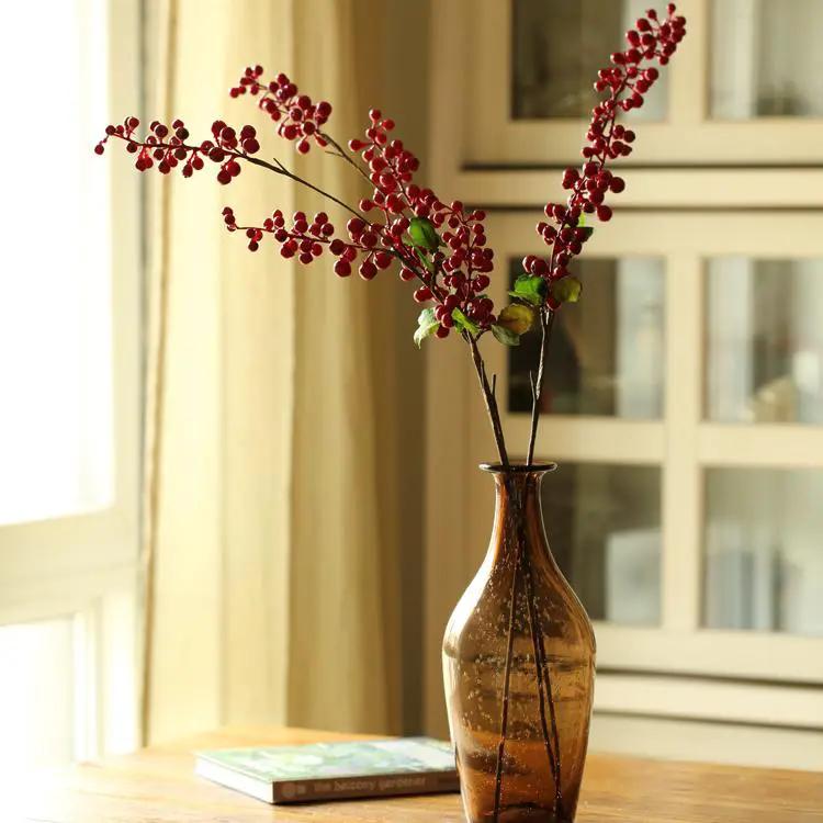Artificial Fruit Berry Stems in Various Colors 31" Tall Silk Plant by RusticReach