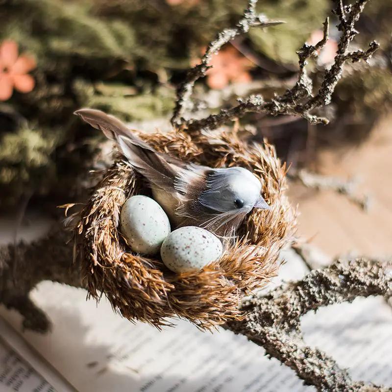Artificial Bird Nest Ornament Randomly Picked Set of 2 by RusticReach