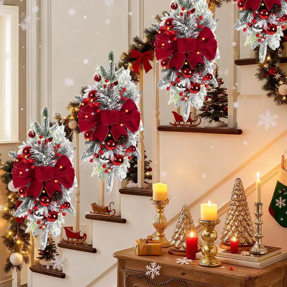 Artificial Christmas Wreath 60cm Non-Luminous Staircase Hanging Decoration by House Of Avana