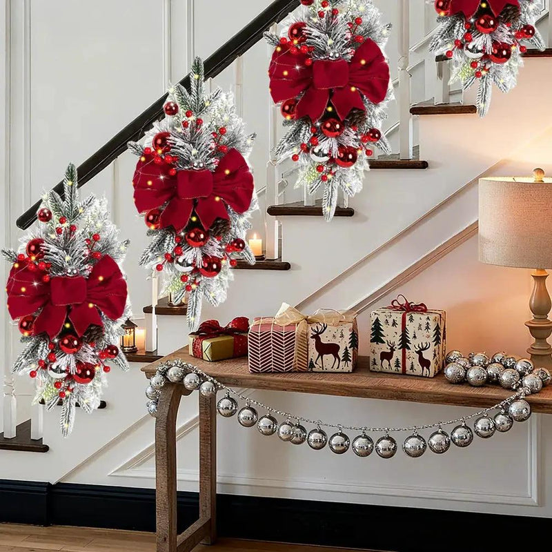 Artificial Christmas Wreath 60cm Non-Luminous Staircase Hanging Decoration by House Of Avana