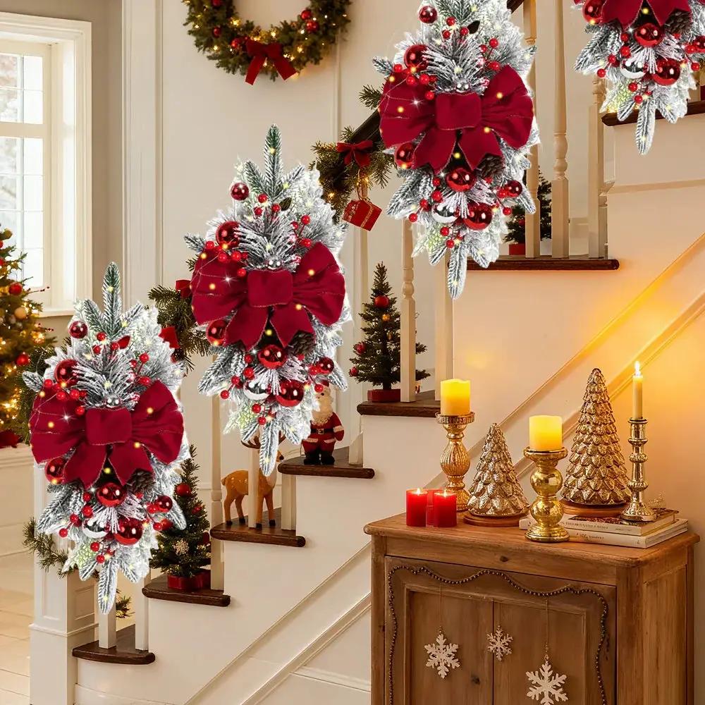 Artificial Christmas Wreath 60cm Non-Luminous Staircase Hanging Decoration by House Of Avana