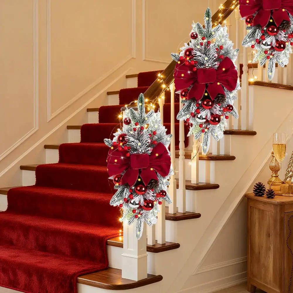 Artificial Christmas Wreath 60cm Non-Luminous Staircase Hanging Decoration by House Of Avana