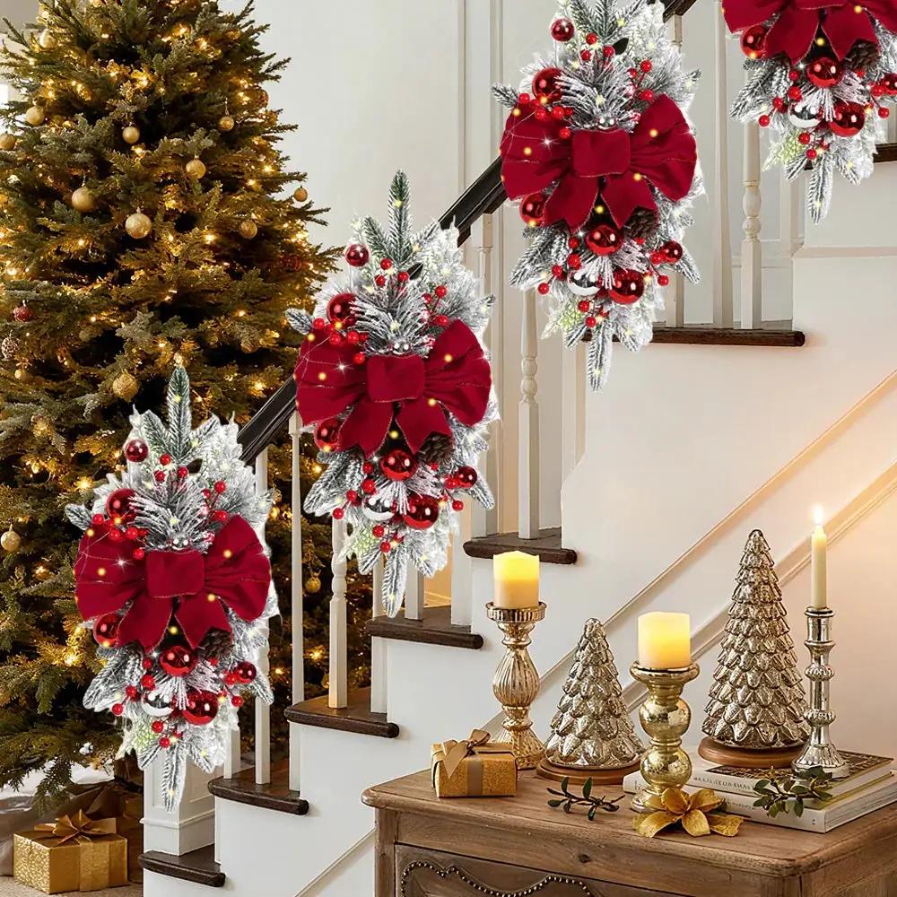 Artificial Christmas Wreath 60cm Non-Luminous Staircase Hanging Decoration by House Of Avana