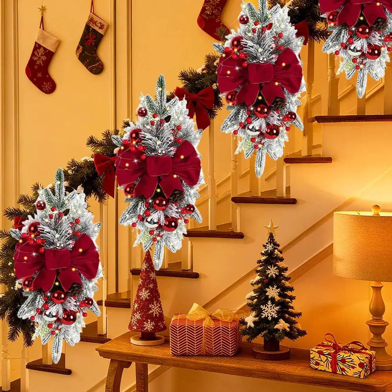 Artificial Christmas Wreath 60cm Non-Luminous Staircase Hanging Decoration by House Of Avana