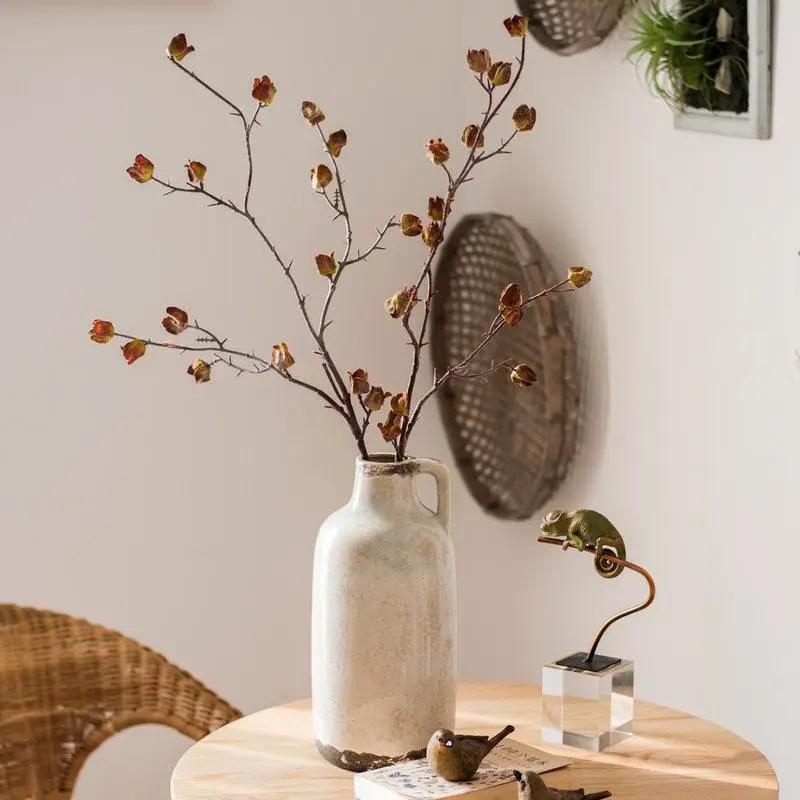 Faux Silk Artificial Hibiscus Flower Stem Dry 35.4" Tall by RusticReach