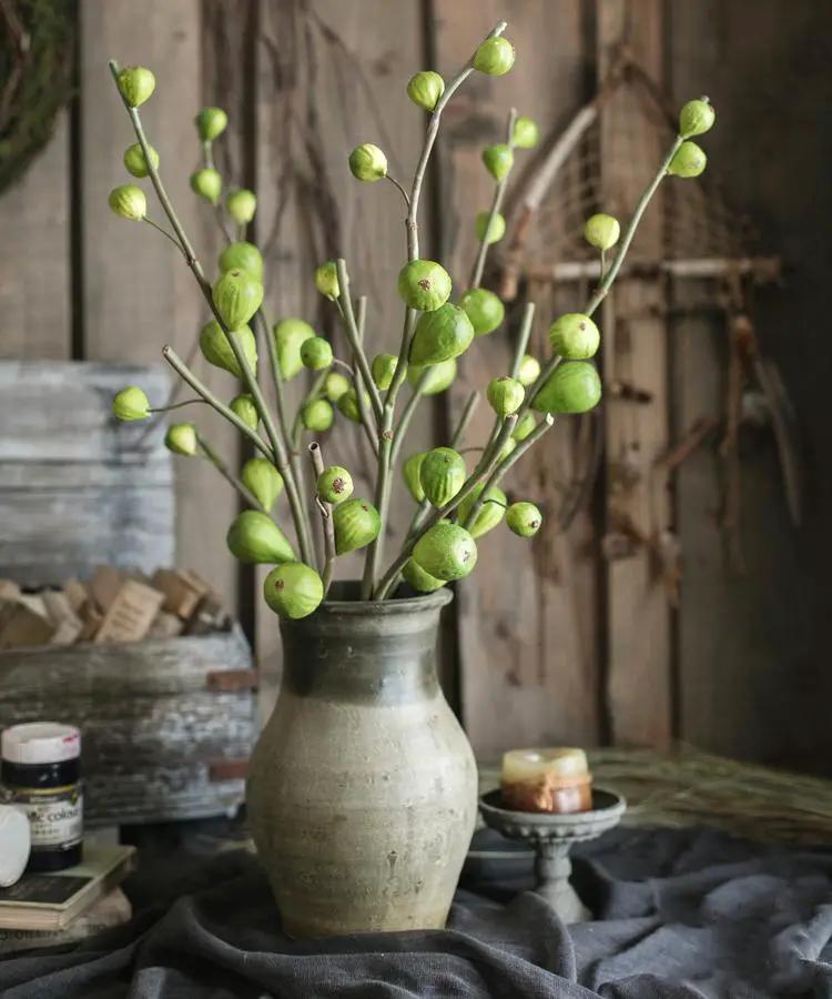 Artificial Fig Fruit Stem 30" Tall Silk Branch by RusticReach