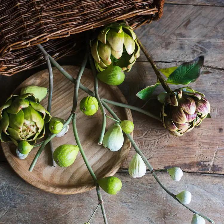 Artificial Fig Fruit Stem 30" Tall Silk Branch by RusticReach