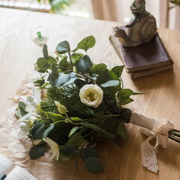 Artificial Flower Bouquet Clematis Flower in Greenery 20" Tall by RusticReach