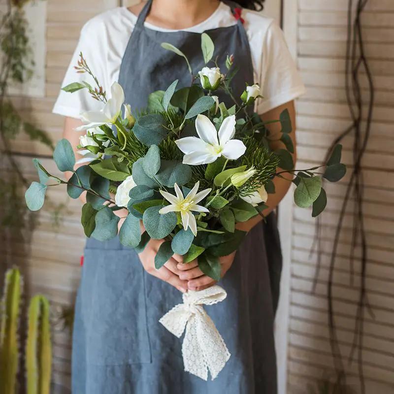 Artificial Flower Bouquet Clematis Flower in Greenery 20" Tall by RusticReach